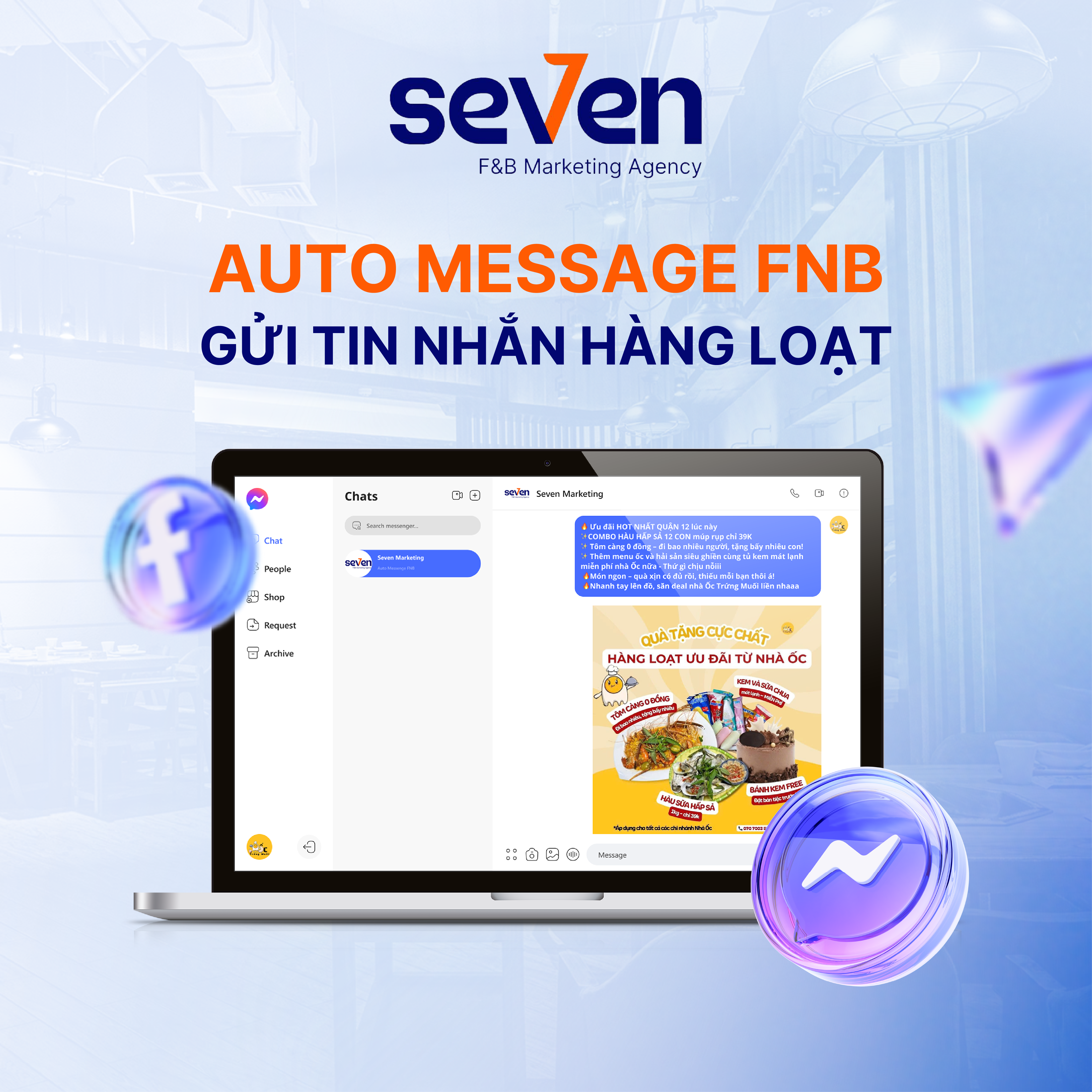 AUTO MESSAGE FNB - Gửi tin nhắn hàng loạt chăm sóc khách cũ cho nhà hàng/ quán ăn
