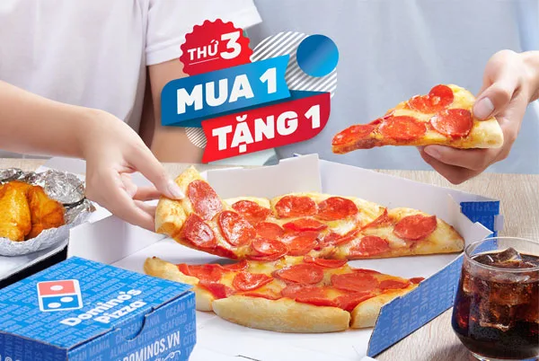 Khuyến mãi "Mua 1 Tặng 1" kinh điển từ Domino's Pizza.