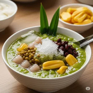 Chén chè đậu xanh hoàn thiện