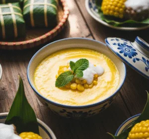 Công thức chè bắp mùa hè với nước cốt dừa béo ngậy và hạt bắp nếp dẻo thơm.