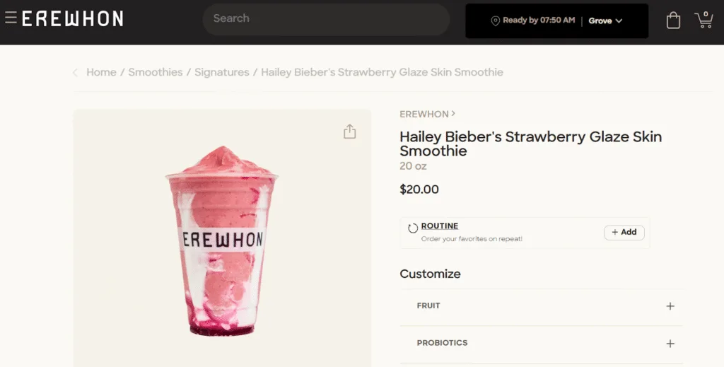 Erewhon Market & Cơn Sốt Smoothie Của Hailey Bieber