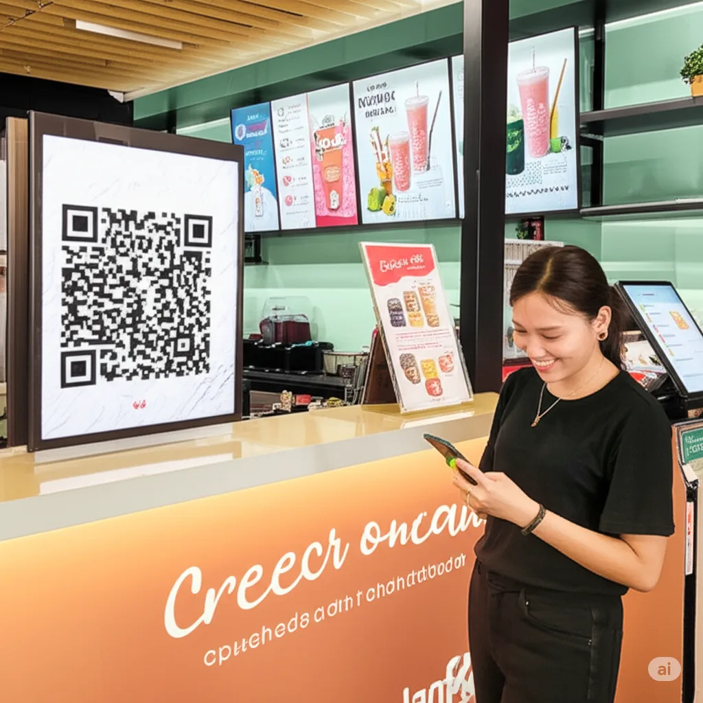  Khách hàng đăng ký chương trình chăm sóc khách hàng của một thương hiệu F&B qua mã QR.