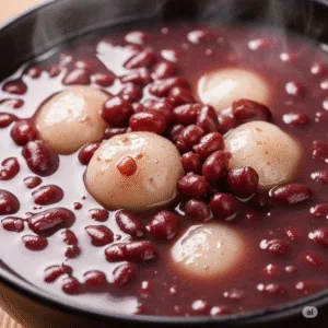 Cận cảnh chè đậu đỏ mochi chay