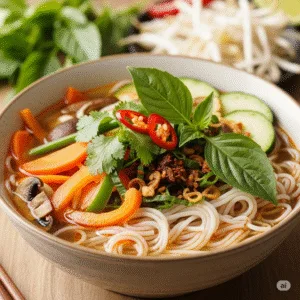 Hình bún bò Huế chay hấp dẫn